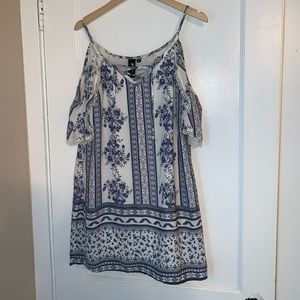 Blue and white dress